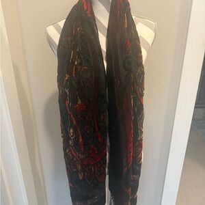 Elegant Black and Red Paisley Scarf